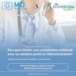 alt_text Médecin en blouse blanche parlant au téléphone, illustration de téléconsultation médicale privée.