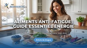 alt_text: Cuisine québécoise moderne matin, femme souriante tenant bol d'avoine, aliments anti-fatigue